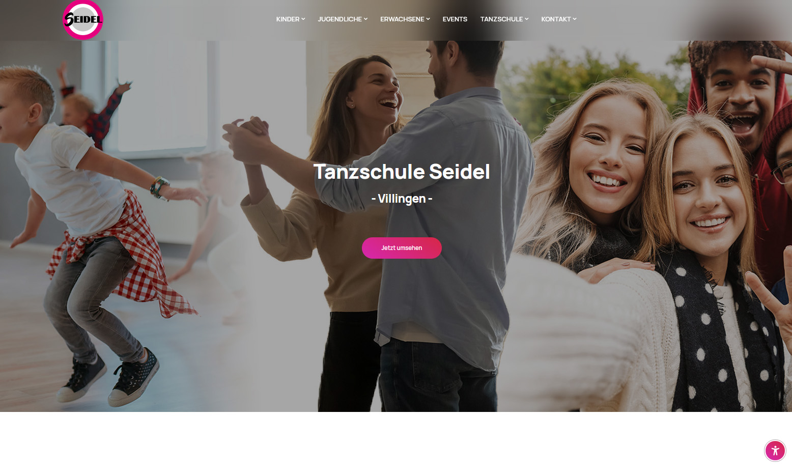 Screenshot der Website von Tanzschule Seidel